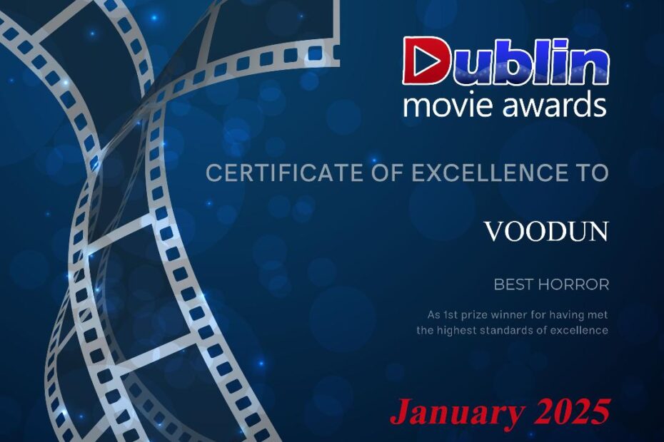 Dublin Movie Awards certificate for Best Horror